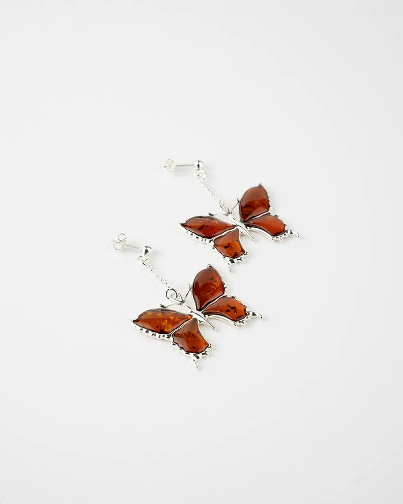 Statement Amber Butterfly Earrings