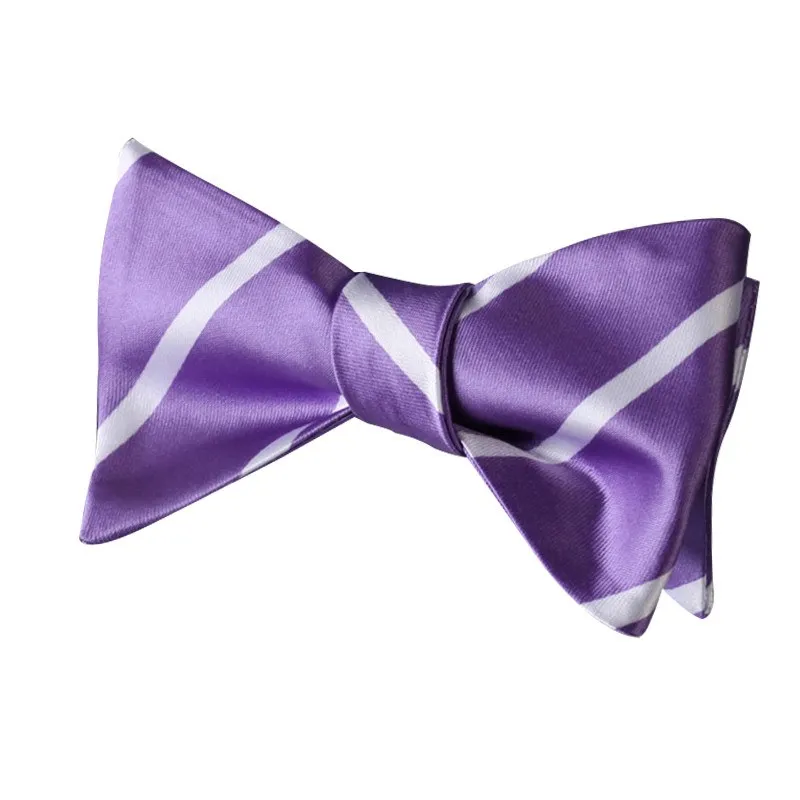 Tie Your Own Bow Tie - Violet and White Striped