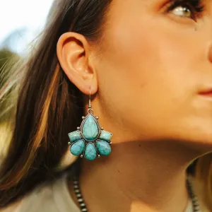 Turquoise Teardrop Cluster Earrings