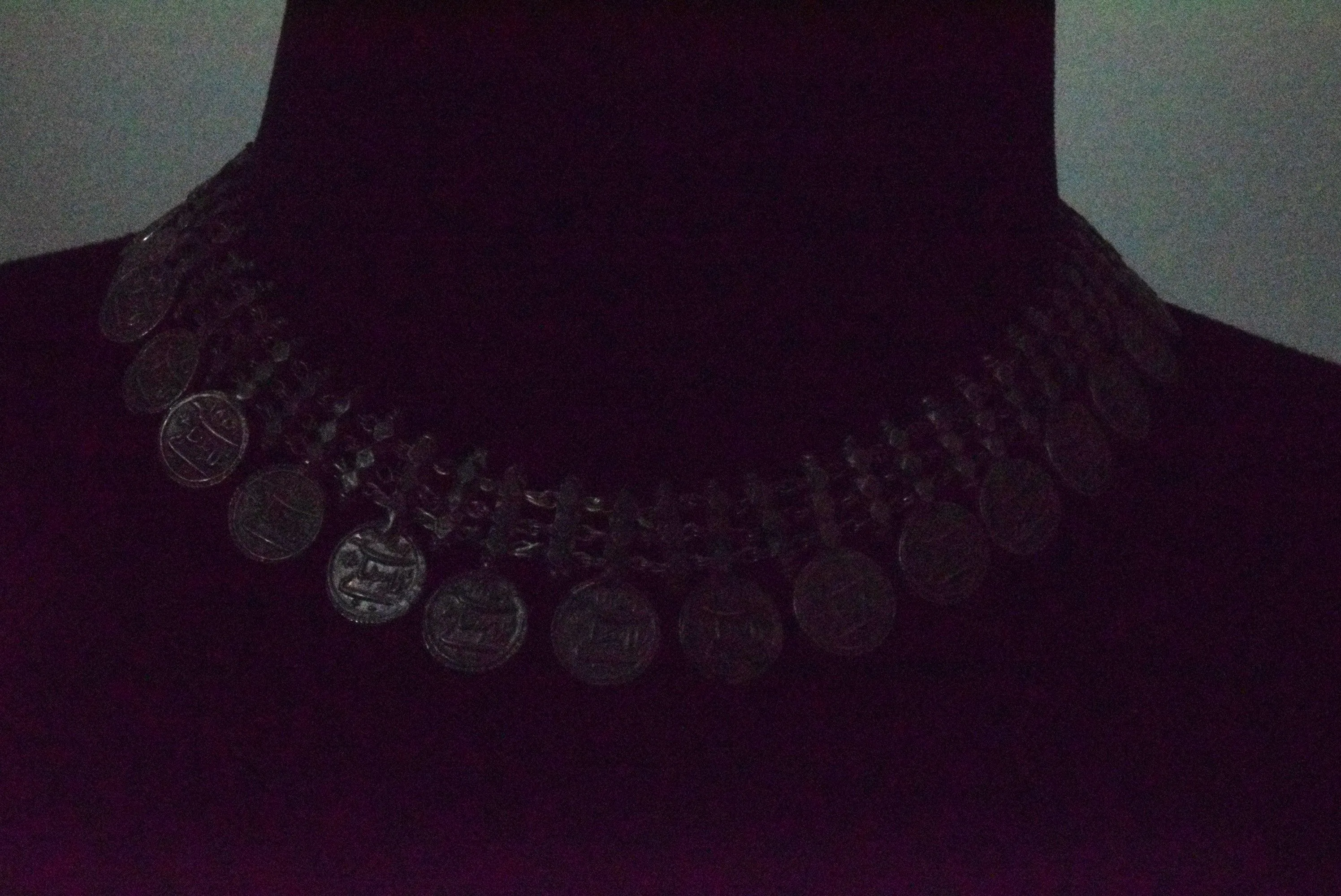 Vintage Silver Indian Kali Pendant Choker Necklace